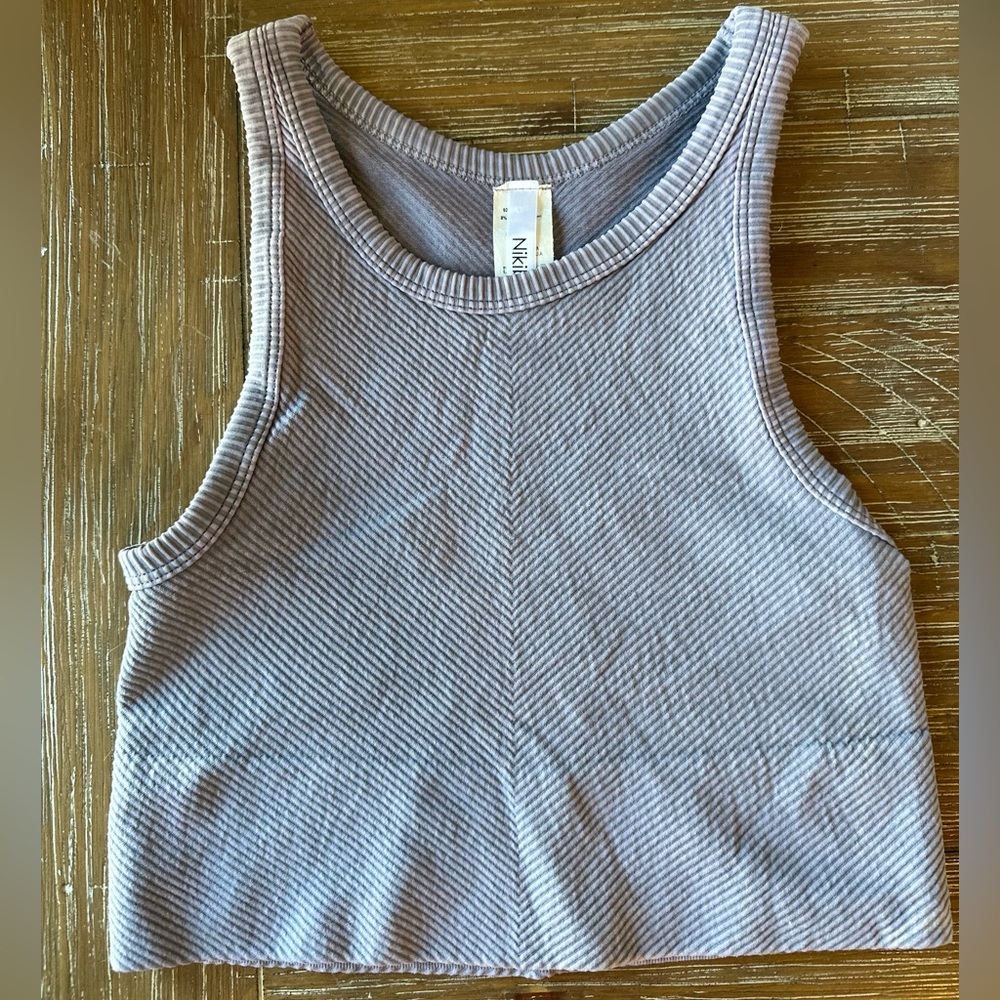 Nikibiki Chevron Cropped Tank Top in Grey - OS